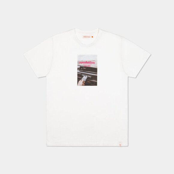 BNWT Revolution of 1995 - Going Places - Men's Off White Organic Cotton T-Shirt - Picture 1 of 6